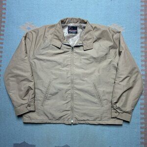 Vintage 70s westwind faux fur lined jacket harrington cropped fit tan boxy XXL